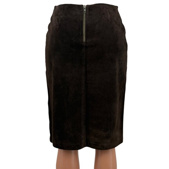 Archival 2003 GAP Blue Label Genuine Suede Column Skirt | Dark Academia Boho VTG - Picture 6 of 16